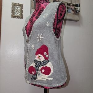 Gray Snowman Knit Vest
